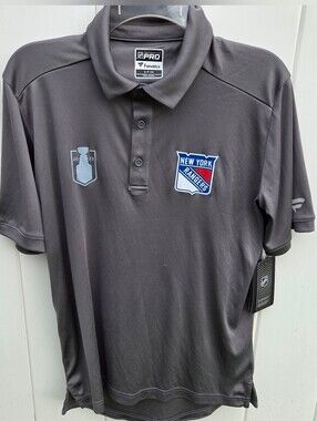 Fanatics Auth Pro NEW YORK RANGERS MENS Hockey Golf Soft Poly Polo Shirt Small
